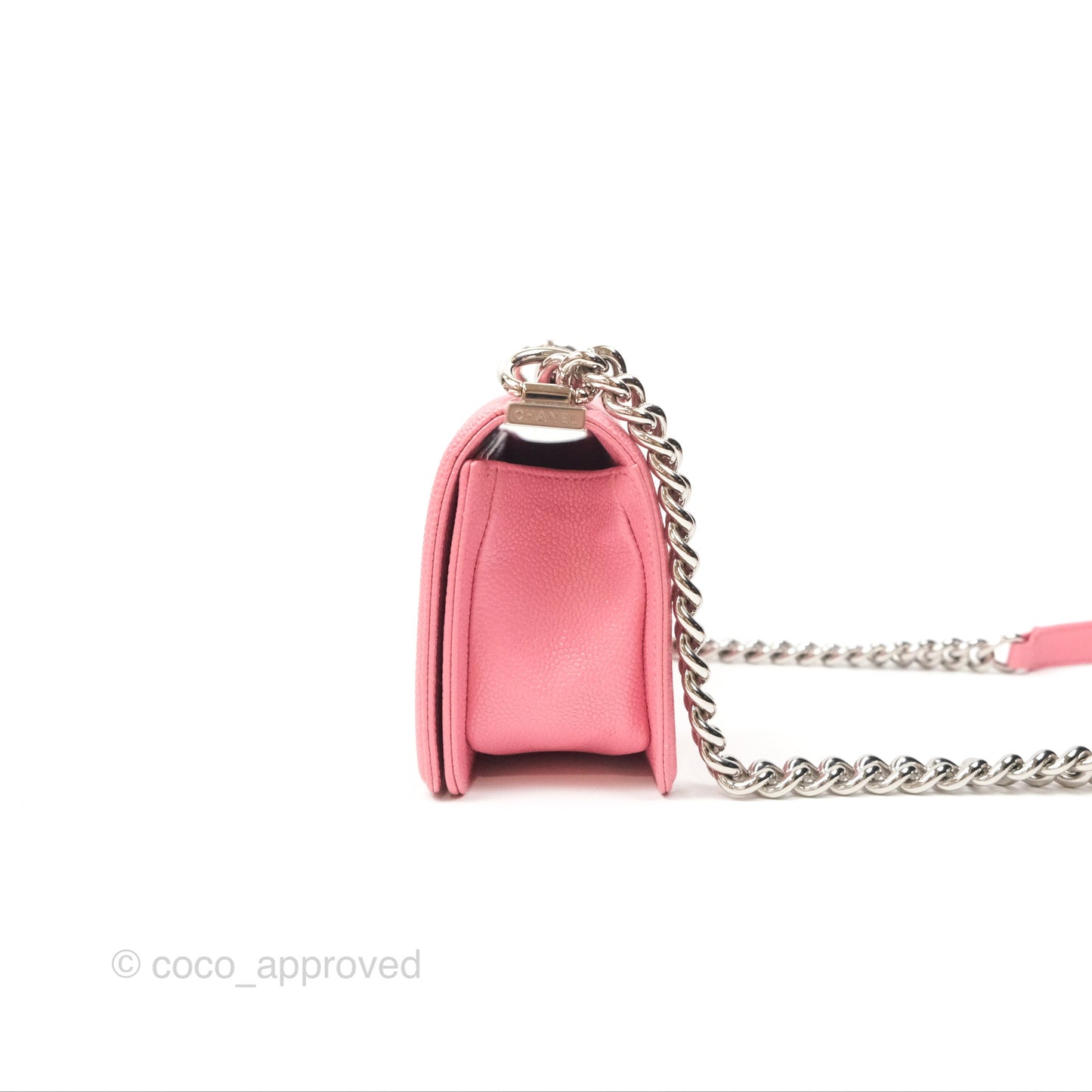 Chanel Small Boy Chevron Pink Caviar Silver Hardware