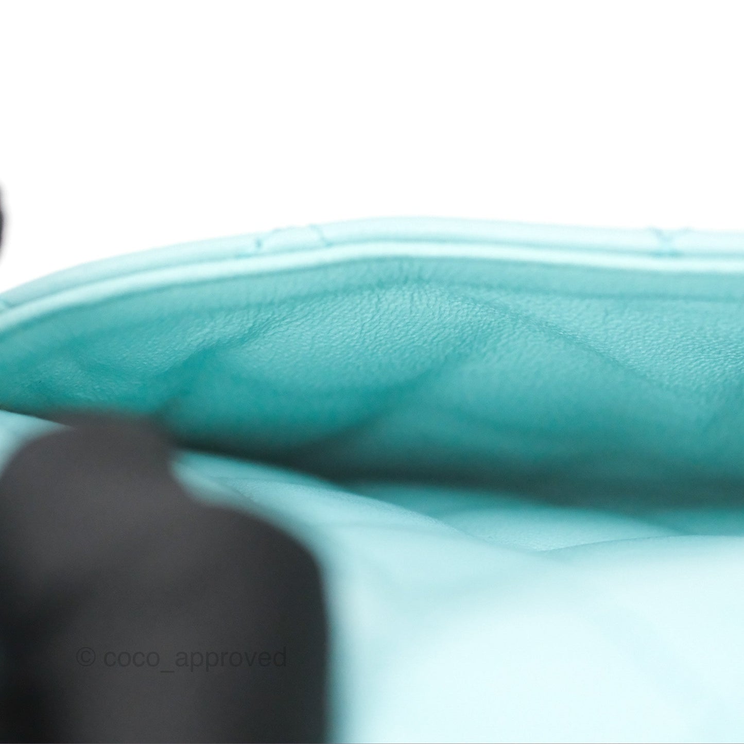 Chanel Quilted Mini Rectangular Flap Tiffany Blue Lambskin Silver Hardware