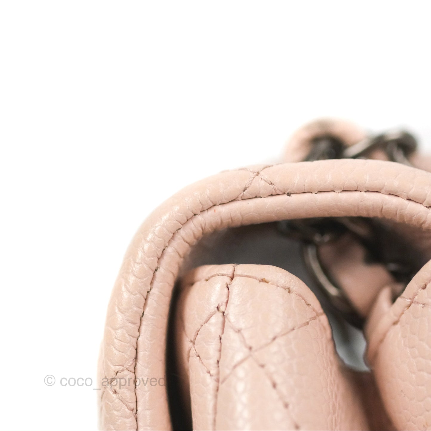 Chanel Quilted Mini Square Flap Pale Pink Caviar Ruthenium Hardware