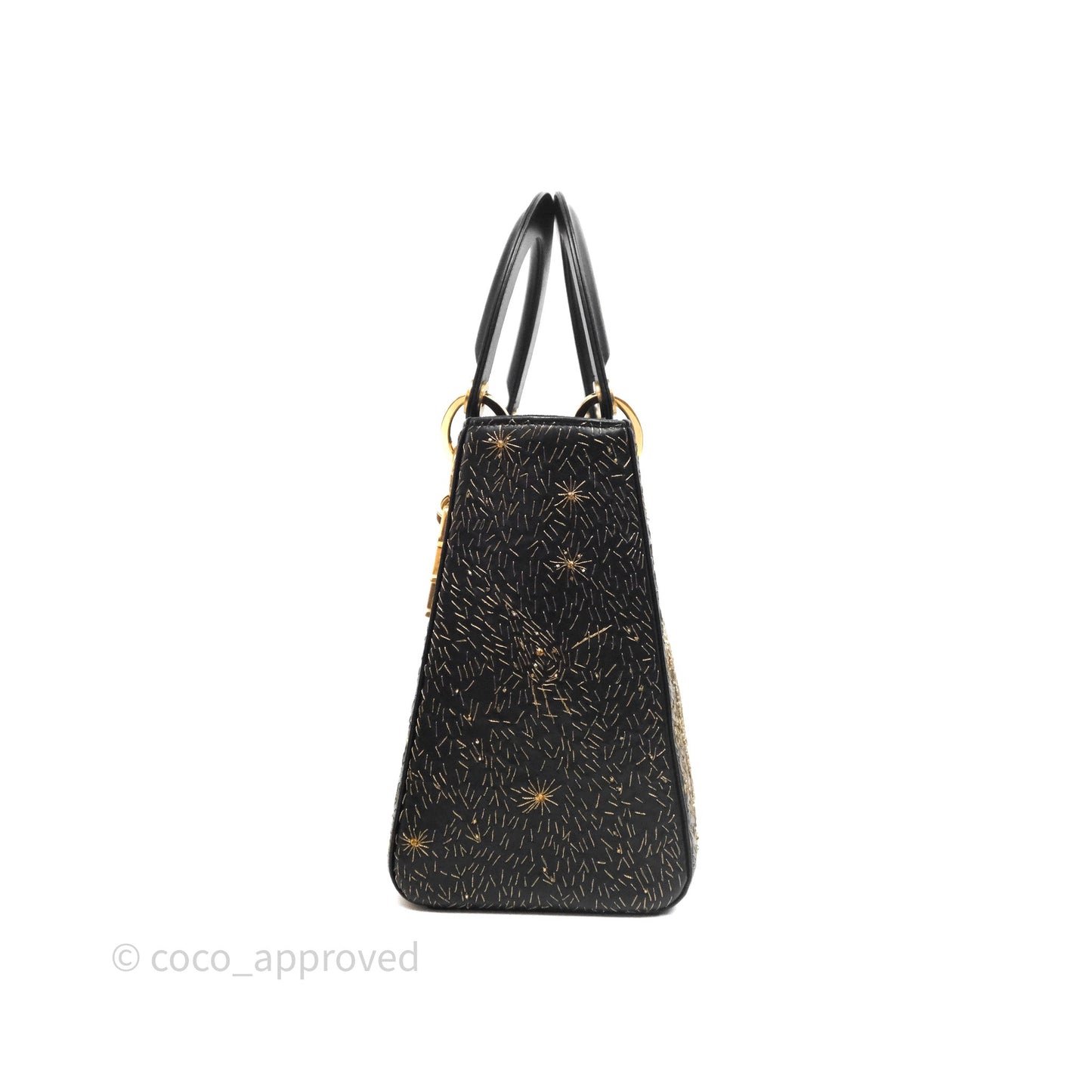 Christian Dior Medium Lady Dior Limited Edition The Moon In My EyesBag Black Calfskin Gold Hardware
