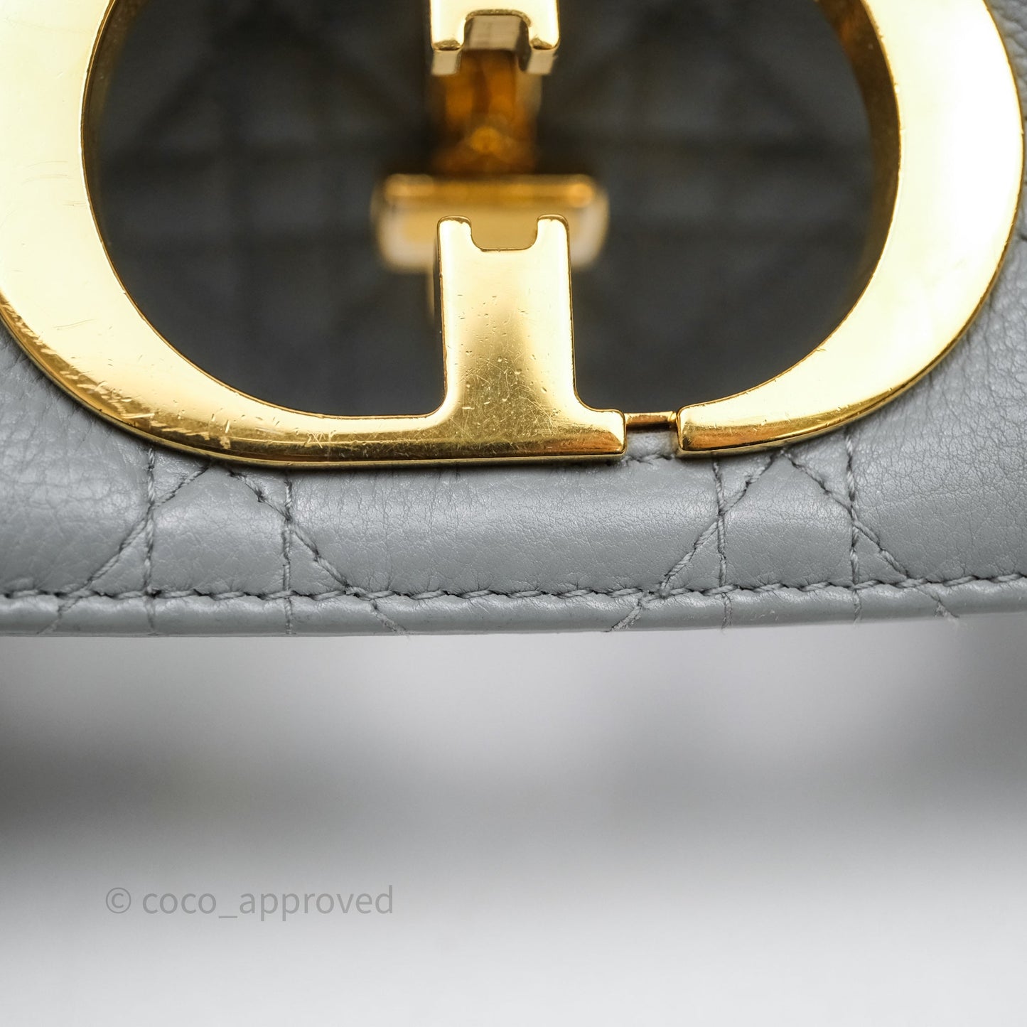 Christian Dior Small Caro Bag Stone Gray Supple Cannage Calfskin