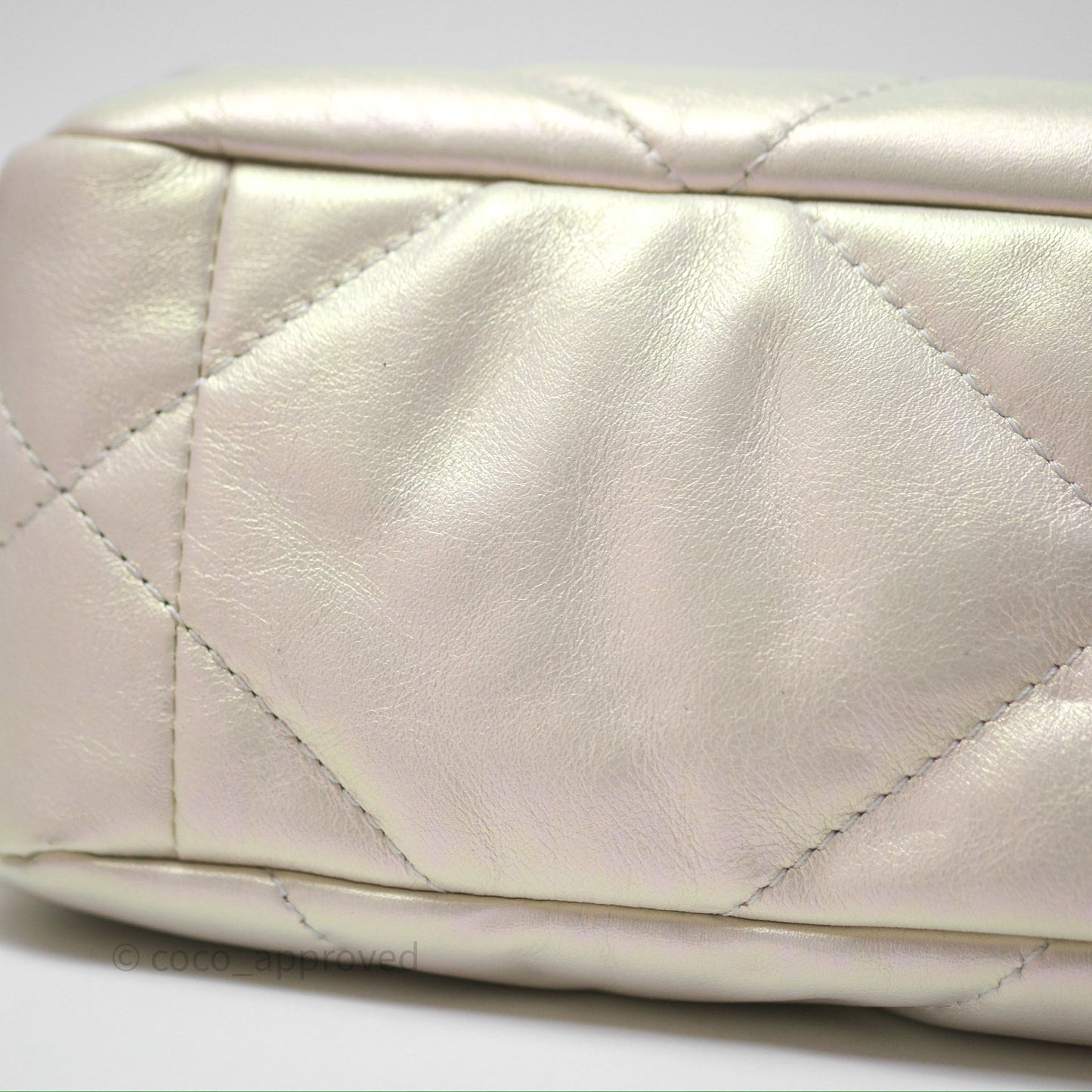 Chanel 19 Small Iridescent White Mixed Hardware