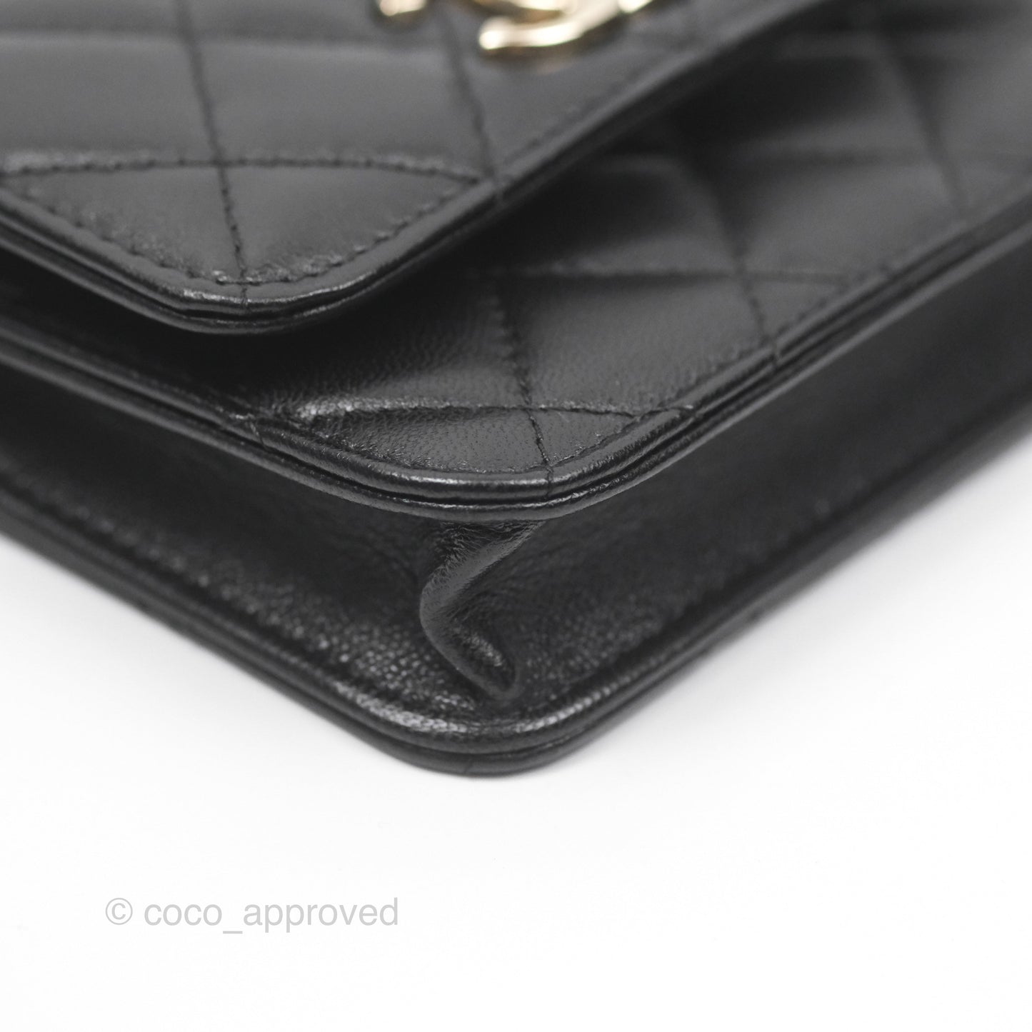 Chanel Mini Quilted Trendy CC Card Holder With Chain Black Lambskin Gold Hardware