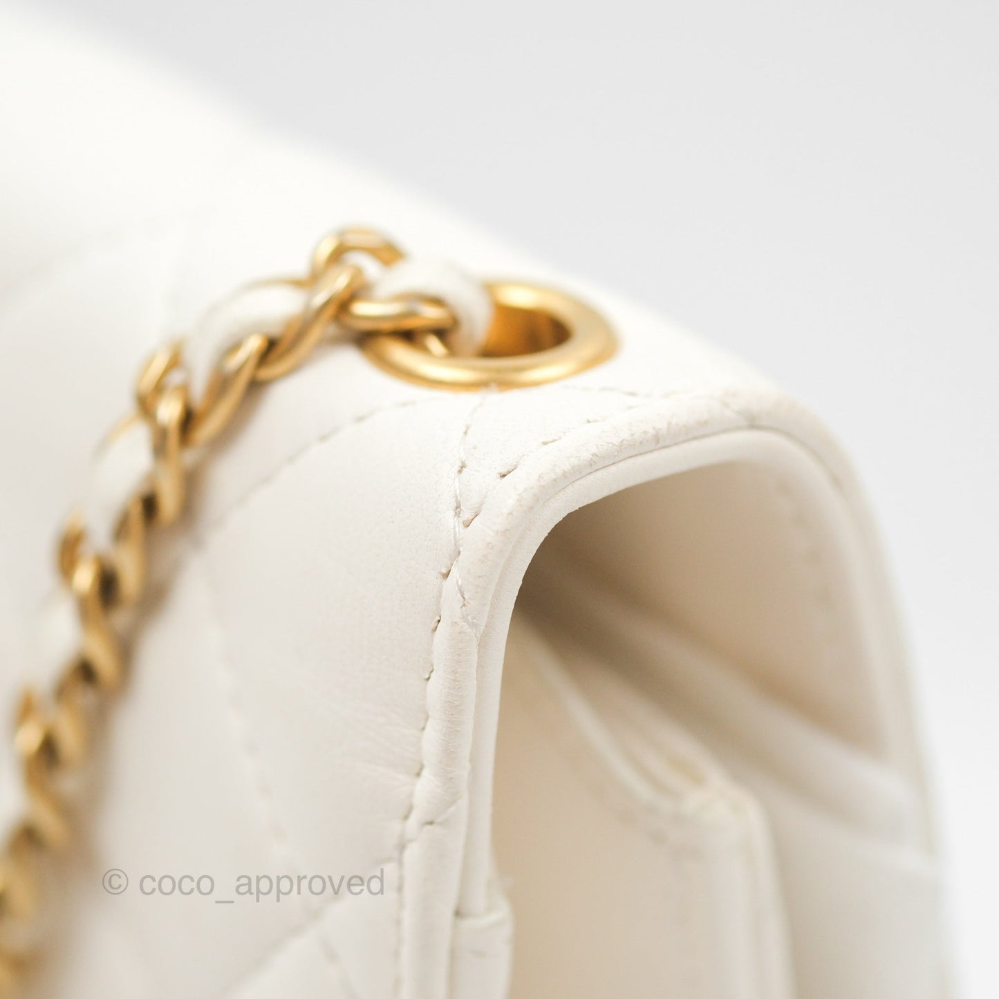 Chanel Quilted Pearl Crush Phone Holder With Chain White Lambskin