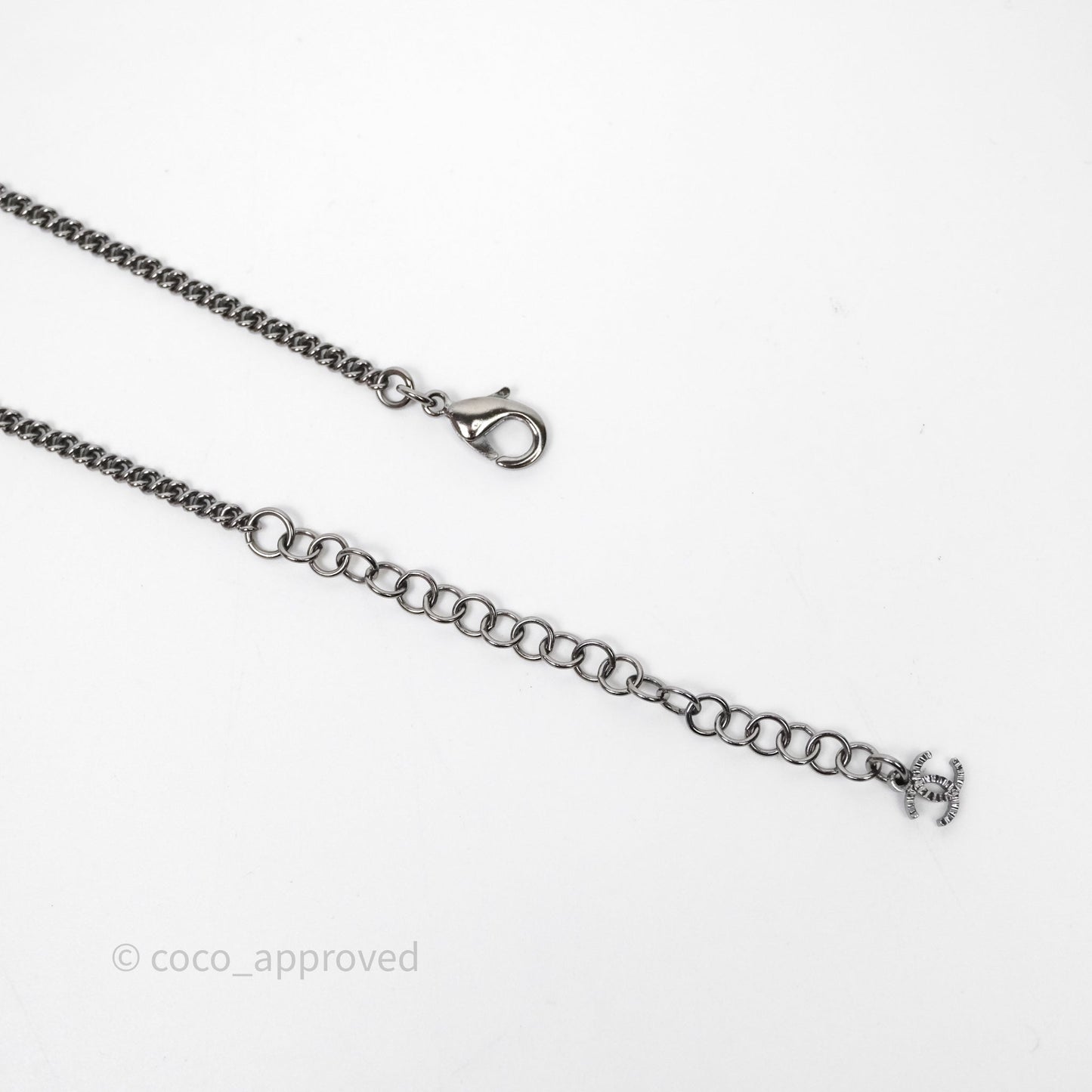 Chanel Crystals CC Necklace Gun Metal 21B