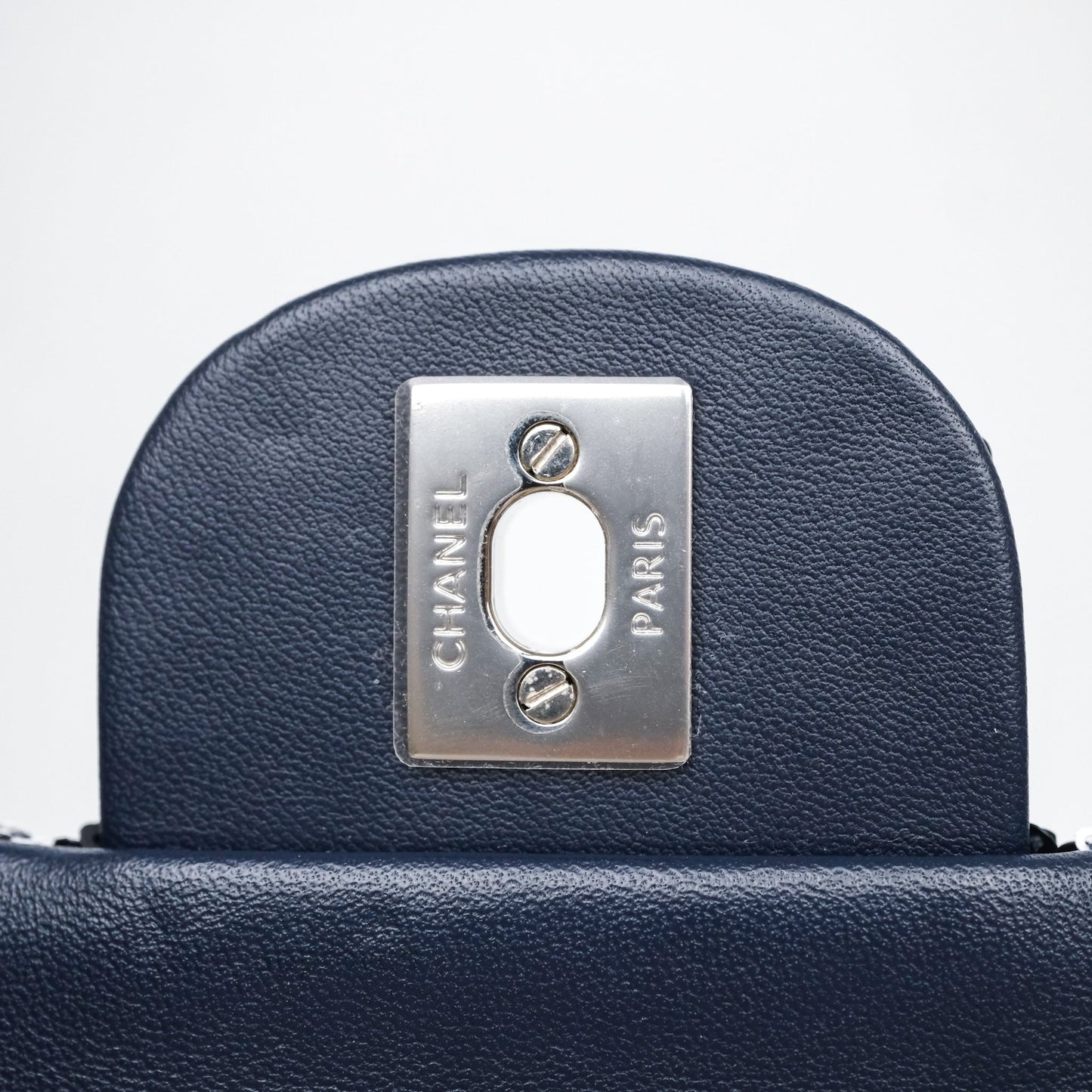 Chanel Medium CC Sequins Flap Bag White/ Navy Silver Hardware 19P