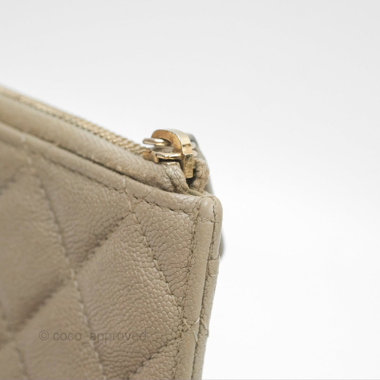 Chanel Boy Long Pouch Wallet Taupe Grey Caviar Aged Gold Hardware