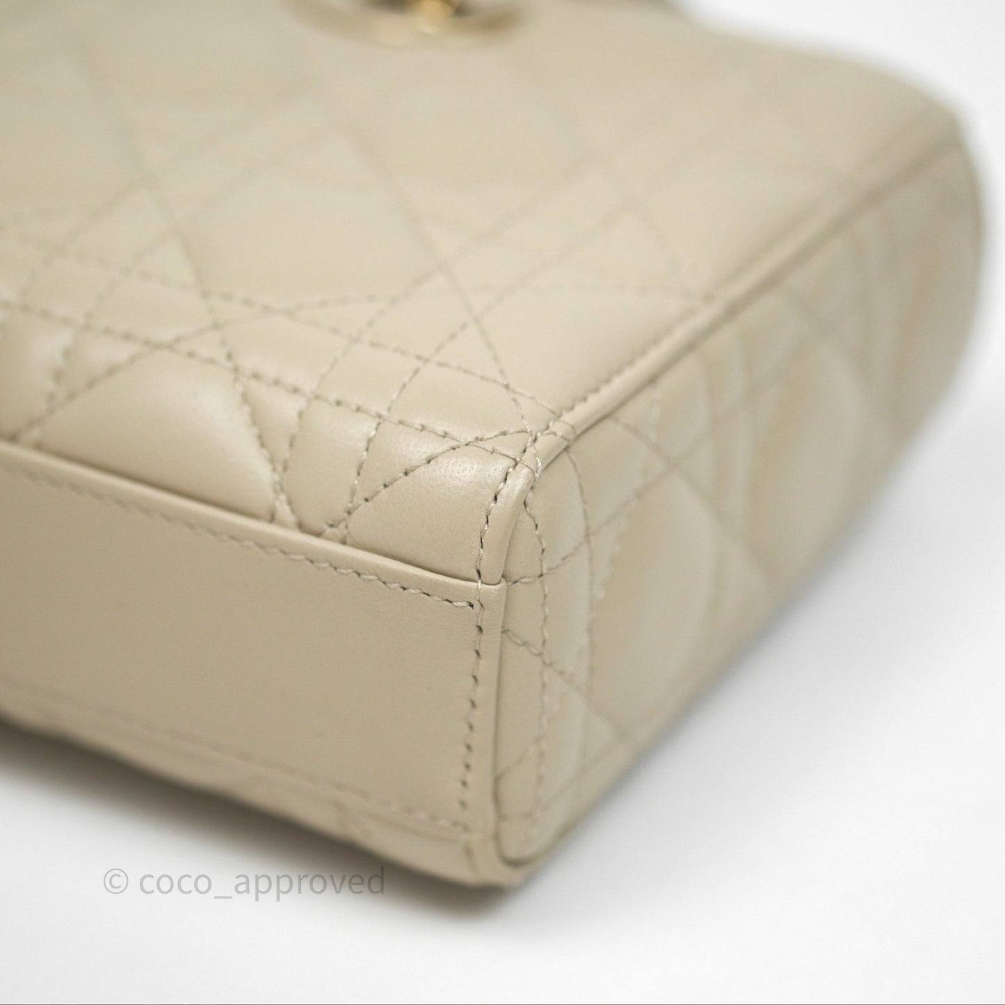 Dior Medium Lady D-Joy Bag Sand Lambskin Cannage Gold Hardware