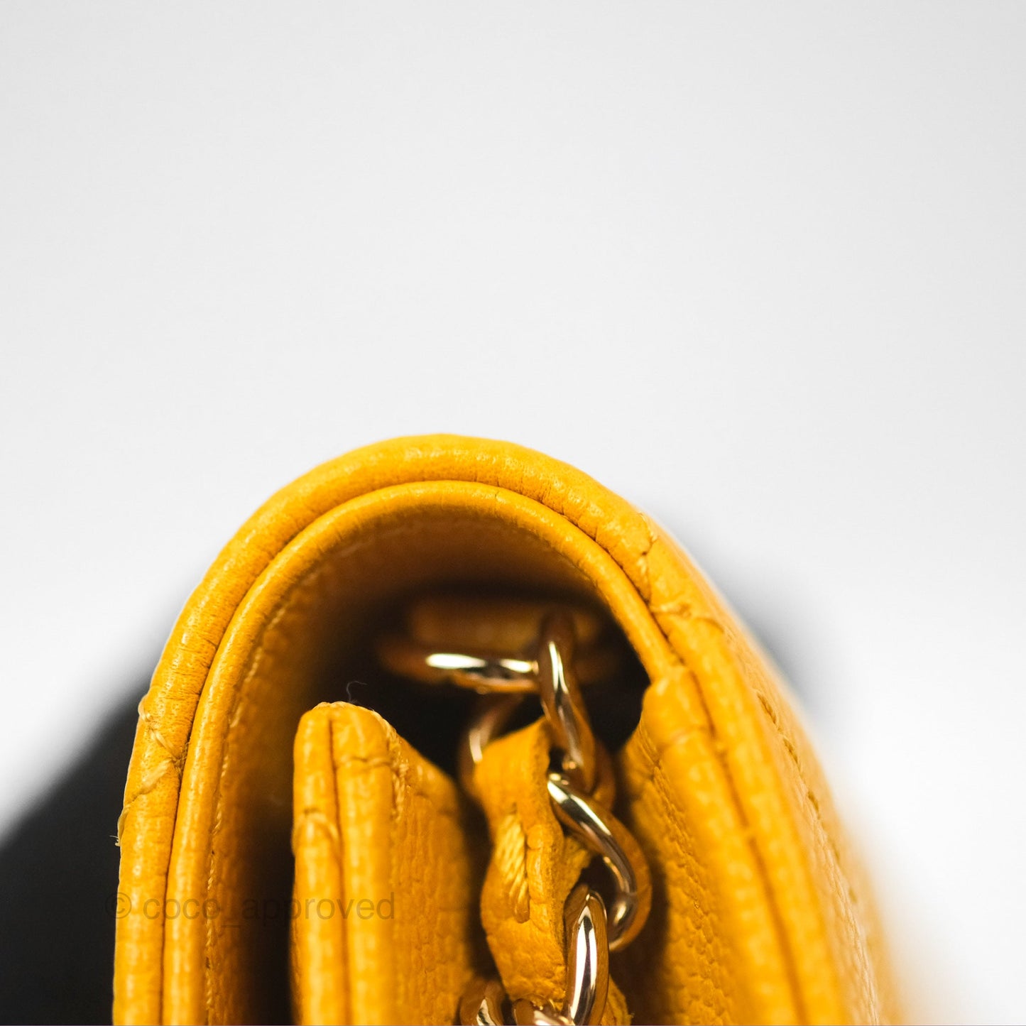 Chanel Mini Wallet With Chain Yellow Caviar Gold Hardware
