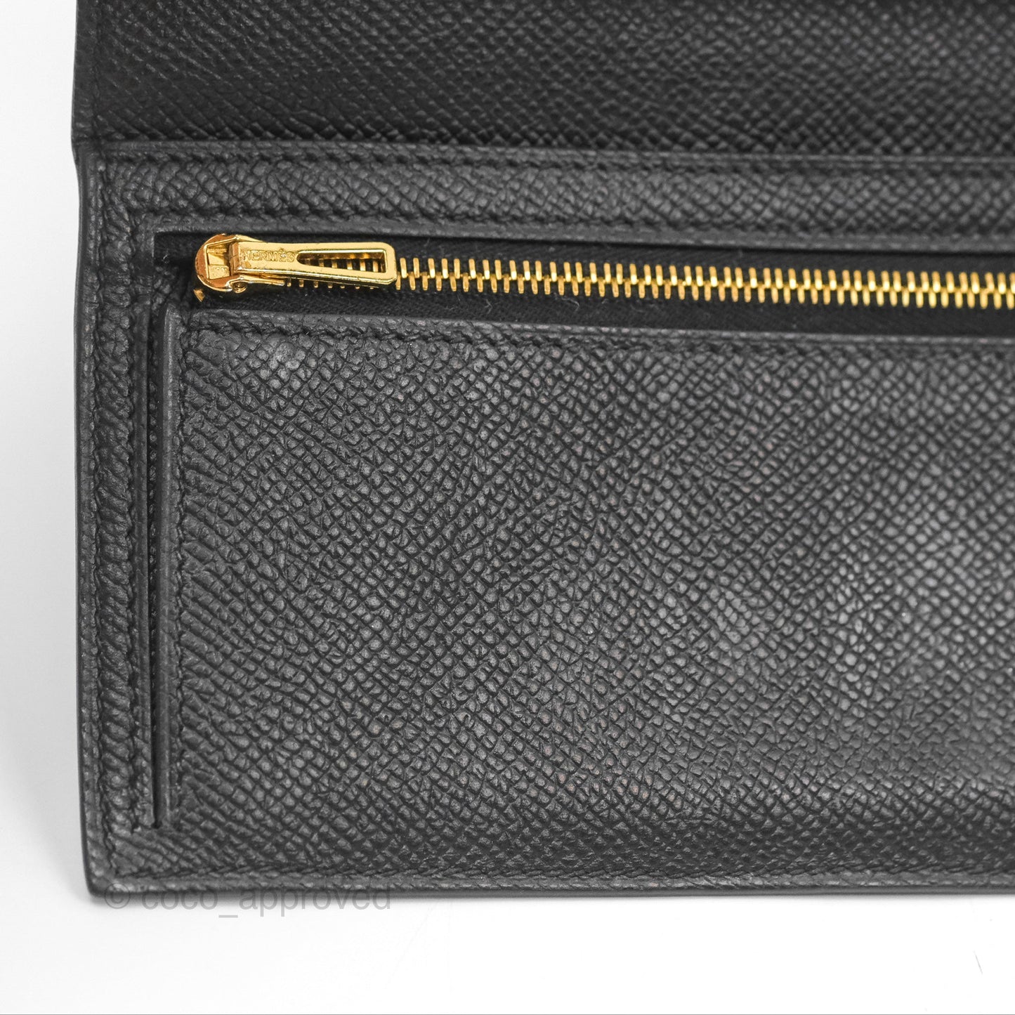 Hermès Bearn Long Wallet Black Noir 89 Epsom Gold Hardware