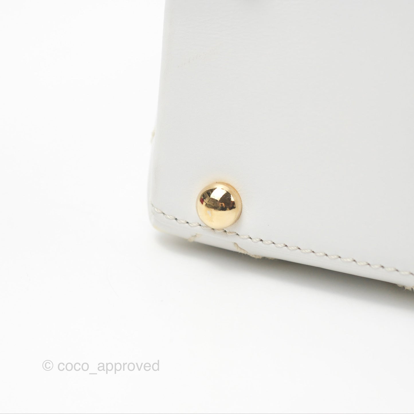 Chanel Vintage Quilted CC Tote Bag White Calfskin Gold Hardware