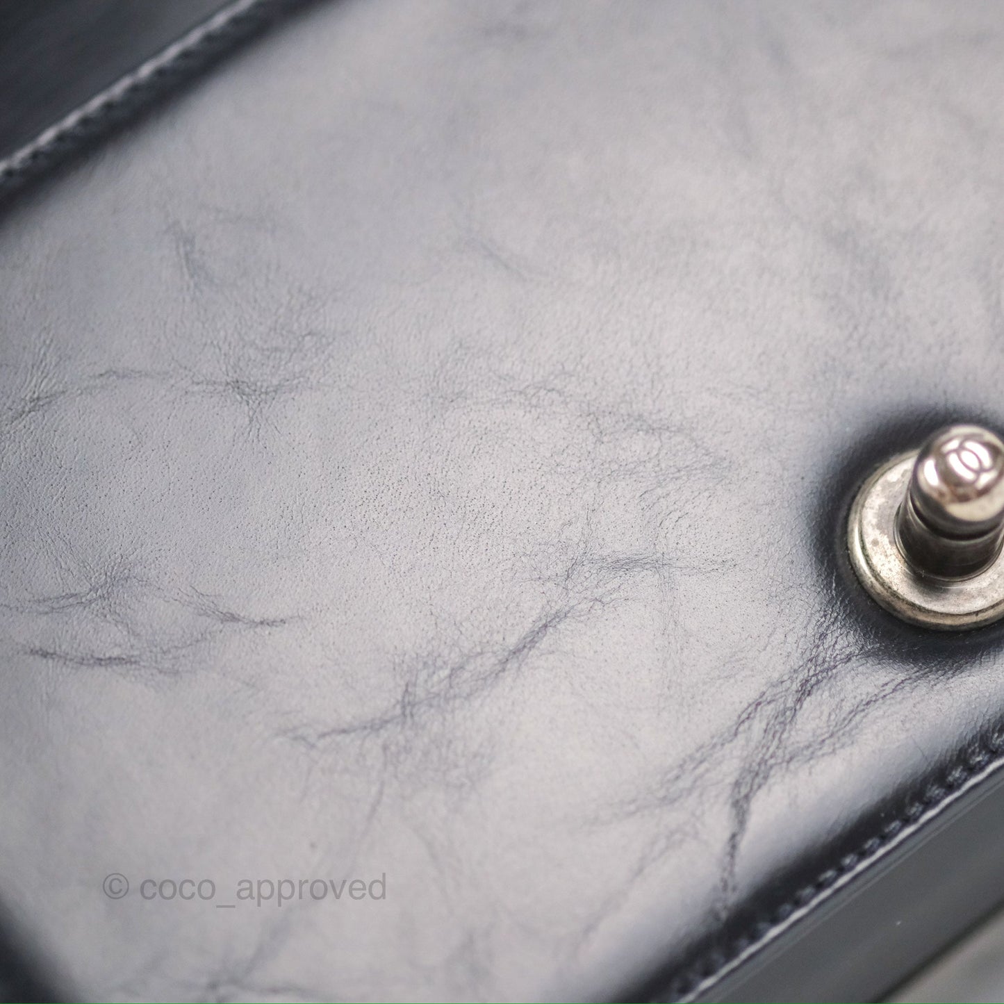 Chanel Small Chain Around Boy Dark Navy Glazed Calfskin Ruthenium Hardware