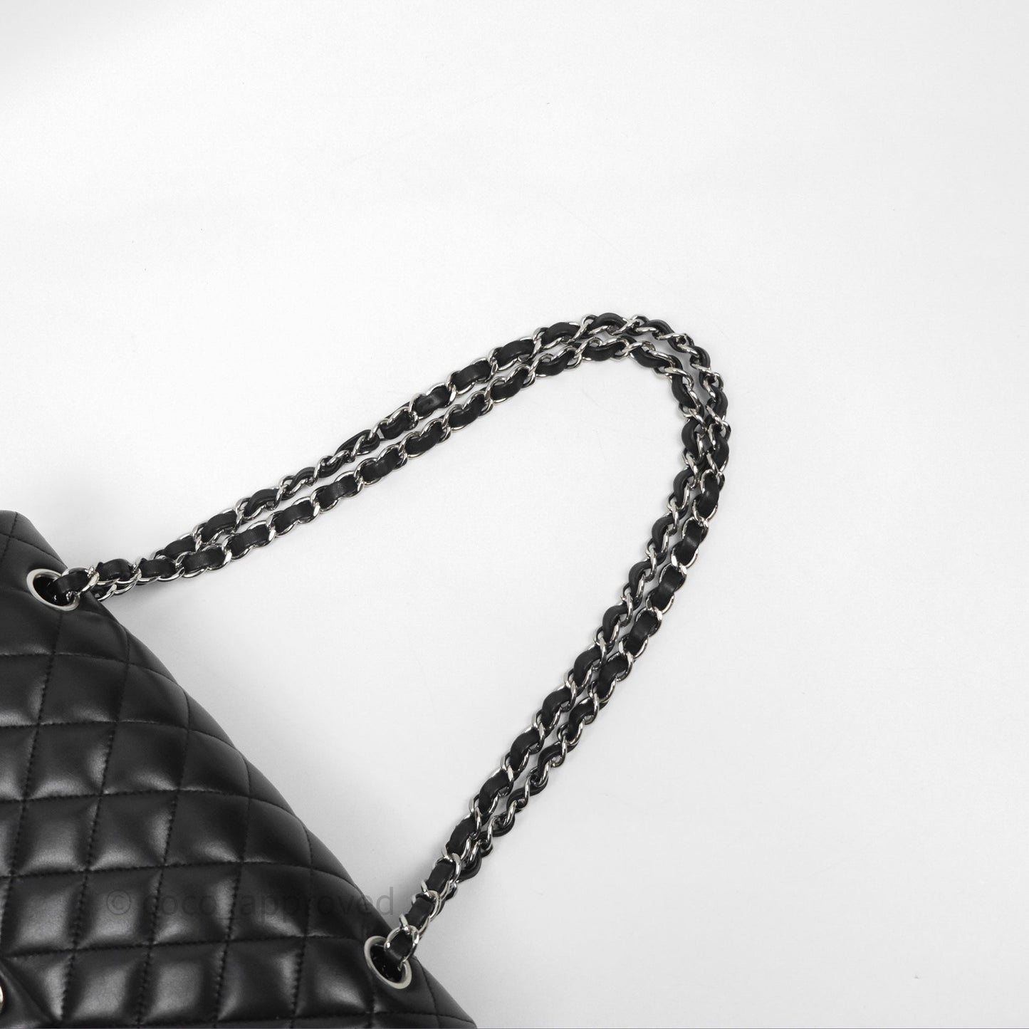 Chanel Classic M/L Medium Flap Quilted Black Lambskin Silver Hardware