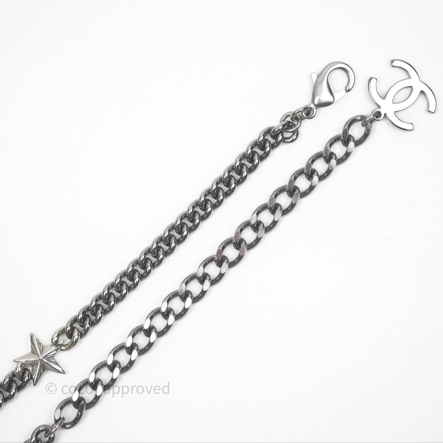 Chanel Crystal Lucky Charms Chain Choker Necklace Ruthenium Hardware 22P
