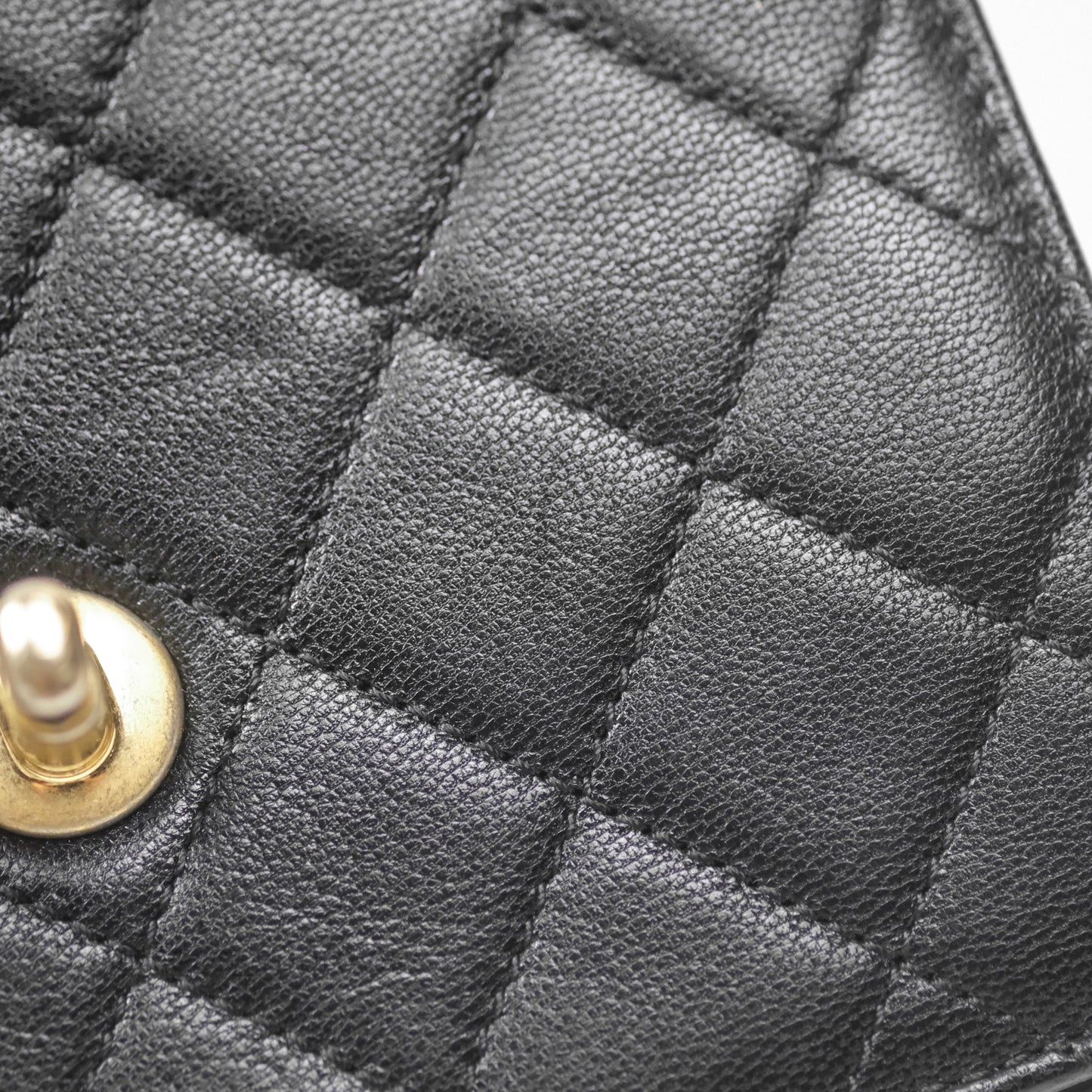 Chanel Quilted Chic Logo Pearls Flap Black Goatskin Aged Gold Hardware
