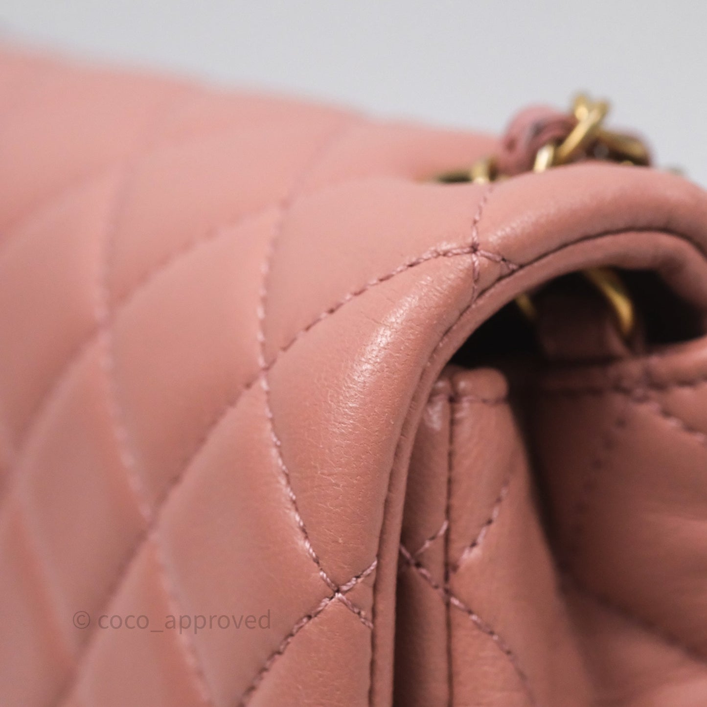 Chanel Mini Rectangular Pearl Crush Dusty Pink Lambskin Aged Gold Hardware