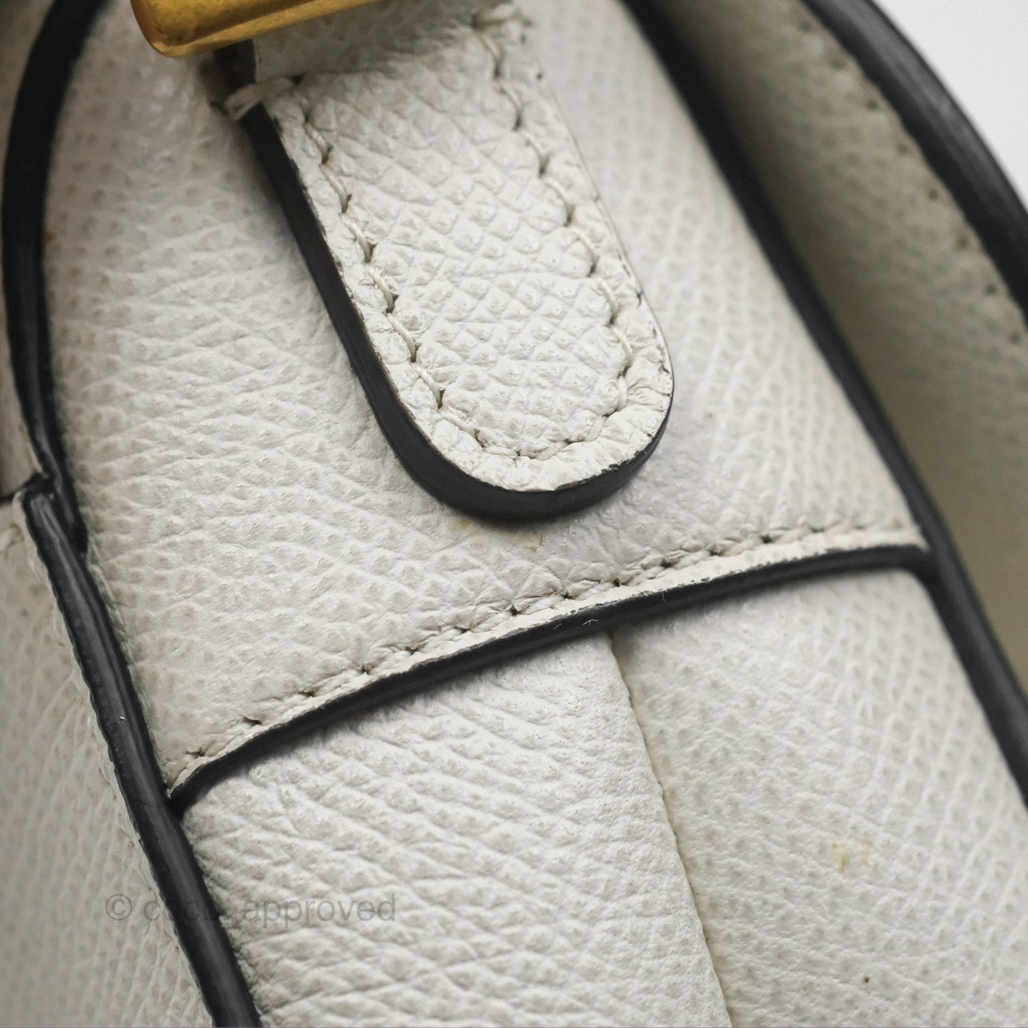 Christian Dior Mini Saddle Bag White Grained Calfskin Gold Hardware