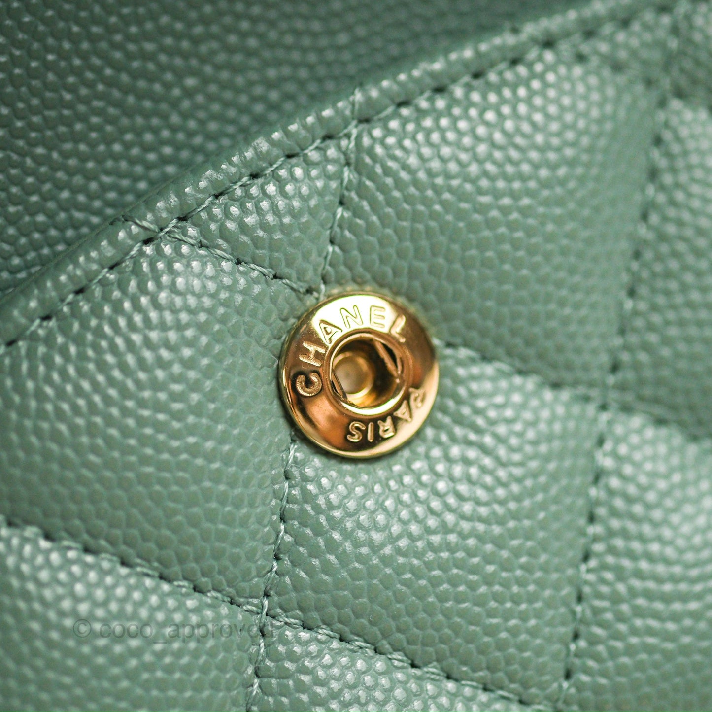 Chanel Classic M/L Medium Flap Quilted Tiffany Green Caviar Gold Hardware