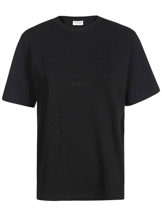 Luxury Saint Laurent Crew Neck Cotton Short Sleeve T-shirt Black