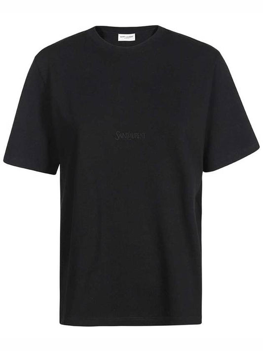 Luxury Saint Laurent Crew Neck Cotton Short Sleeve T-shirt Black