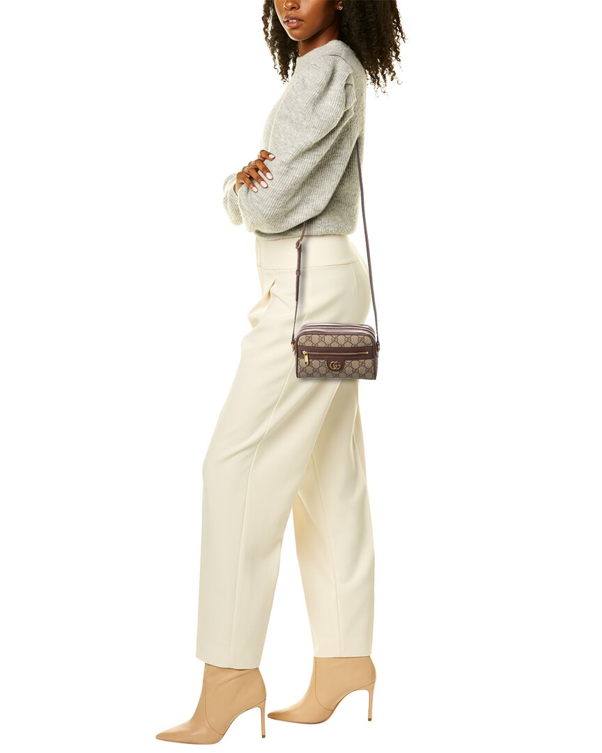 Luxury Gucci Trending 2025 Ophidia Mini GG Supreme Canvas & Leather Camera Bag, Brown
