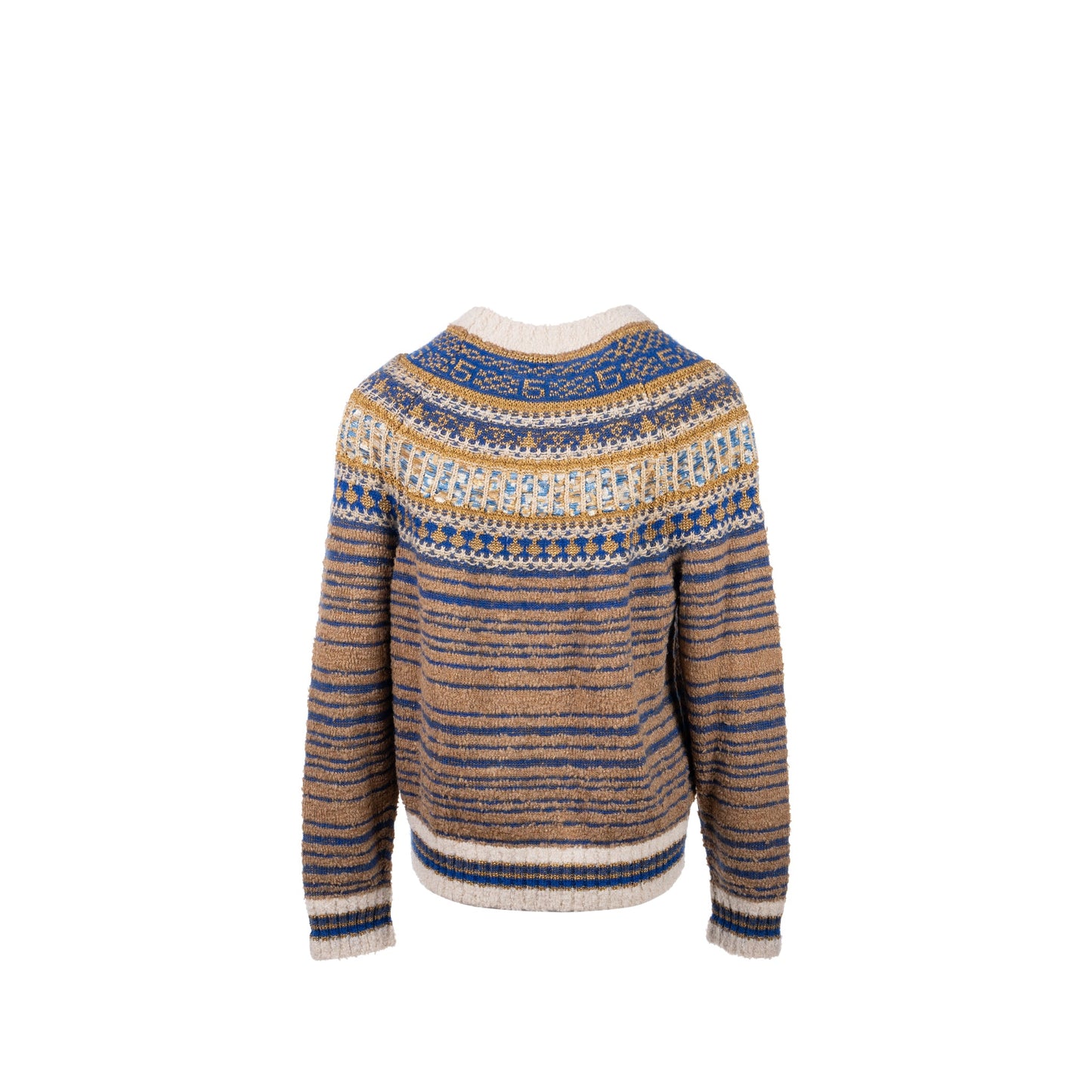 CHANEL SIZE 40 sweater silk/cashmere/Mohair Brown/Blue/Multicolour