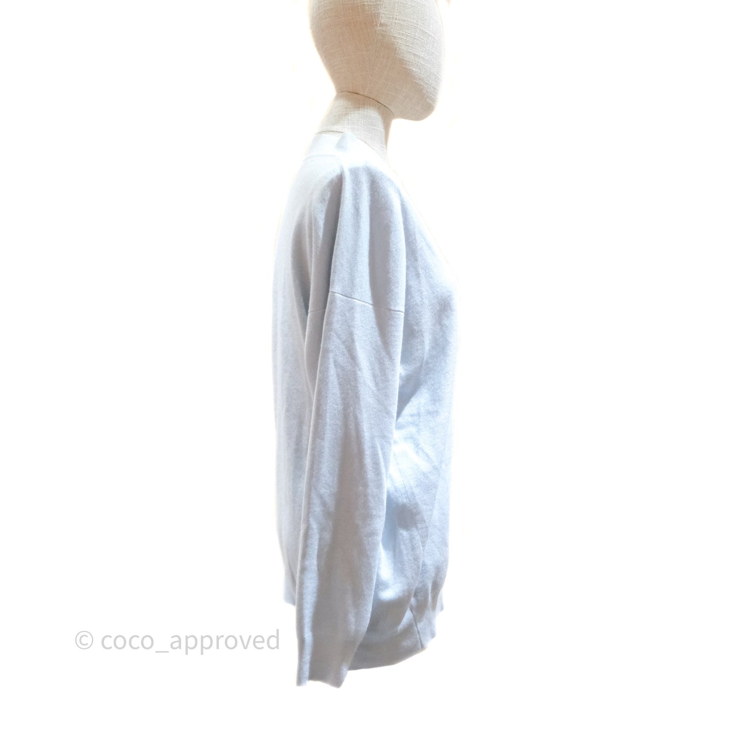 Hermès V-Neck Cardigans Silk/ Cashmere Baby Blue Size 34