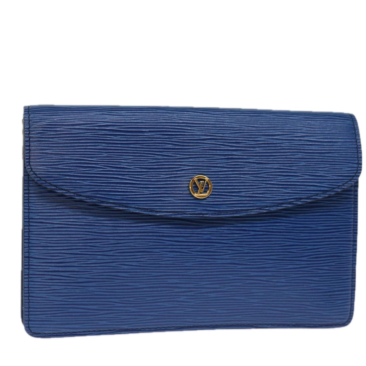 LOUIS VUITTON Epi Montaigne 23 Clutch Bag Blue M52665 LV 75039