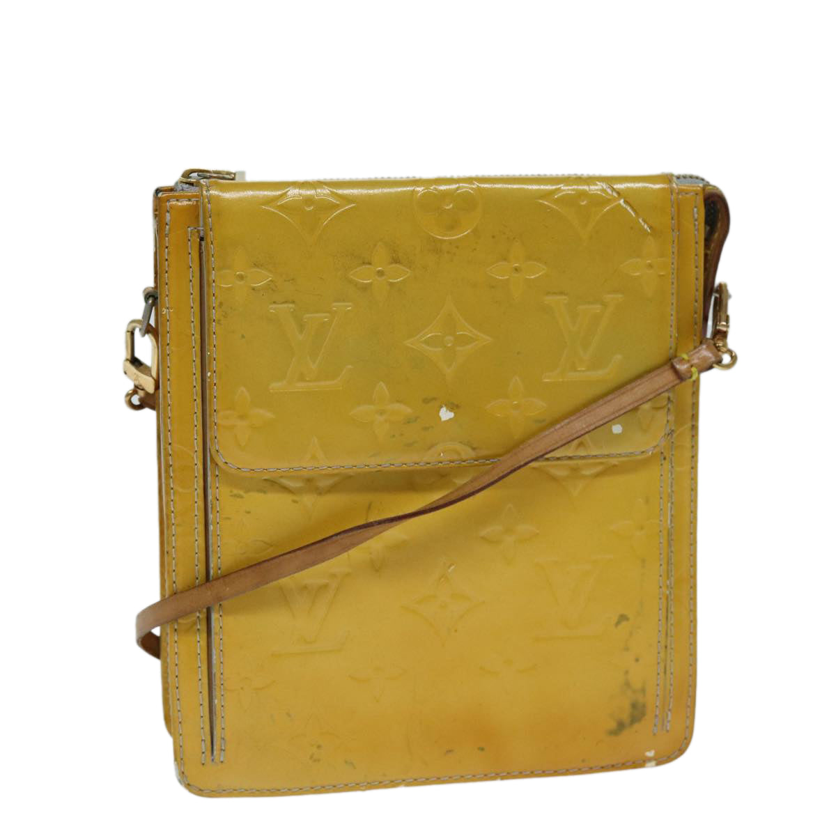 LOUIS VUITTON Monogram Vernis Motto Accessory Pouch Gris M91030 LV 75041