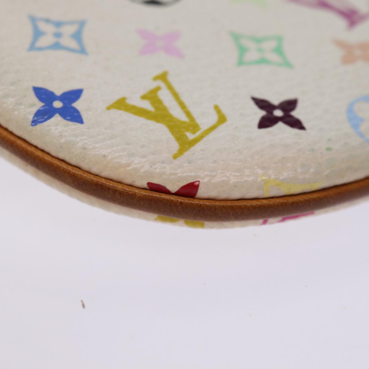 LOUIS VUITTON Monogram Multicolor Pochette MM Pouch White M60028 LV 75045