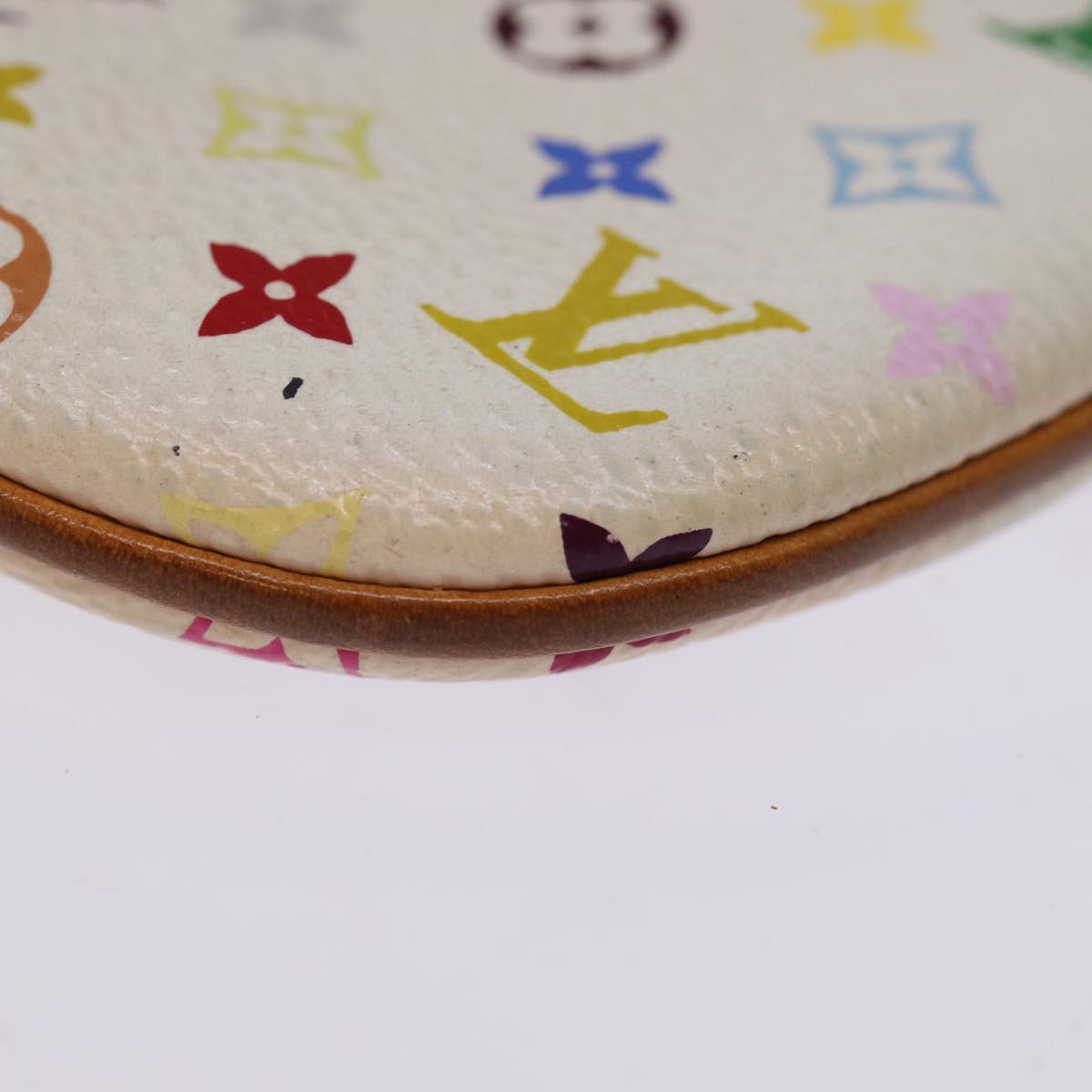 LOUIS VUITTON Monogram Multicolor Pochette MM Pouch White M60028 LV 75045