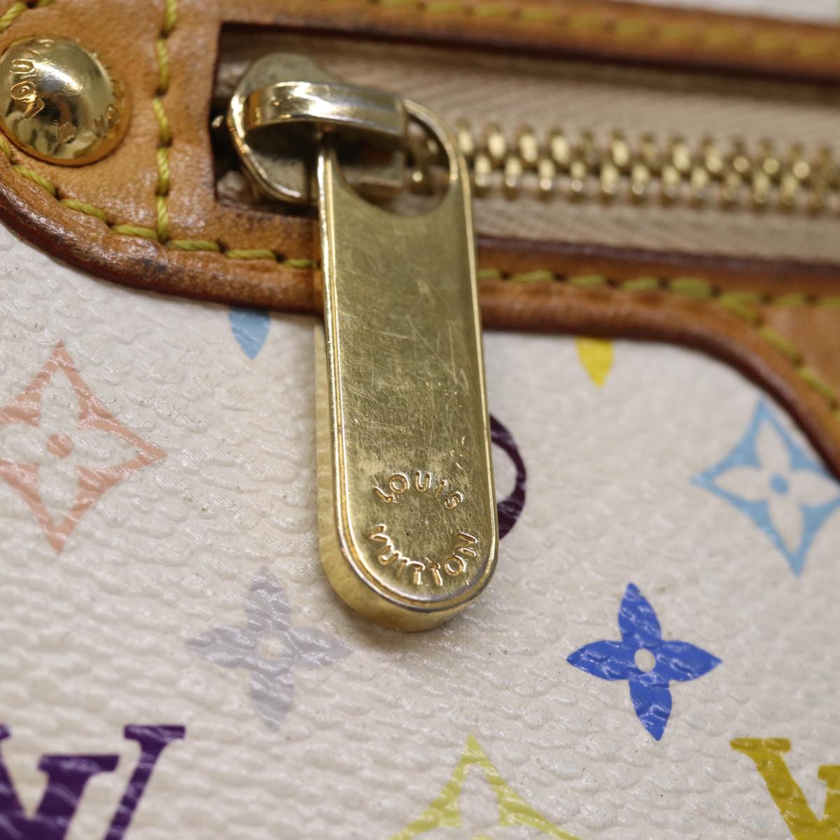 LOUIS VUITTON Monogram Multicolor Pochette MM Pouch White M60028 LV 75045