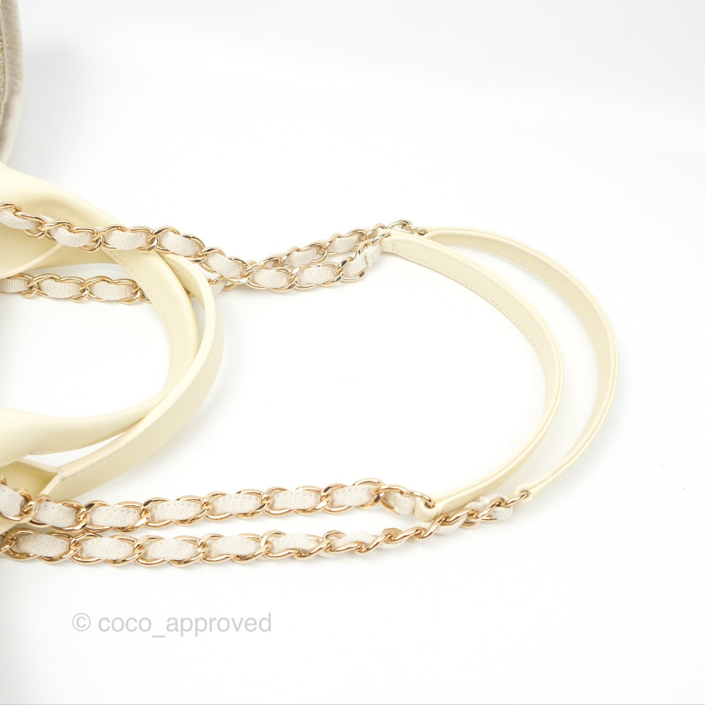 Chanel Large Deauville Ivory/Gold Canvas Gold Hardware