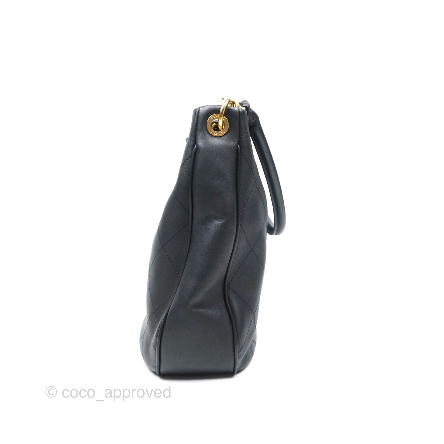Chanel Large Hobo Tote Lambskin Black Aged Gold Hardware