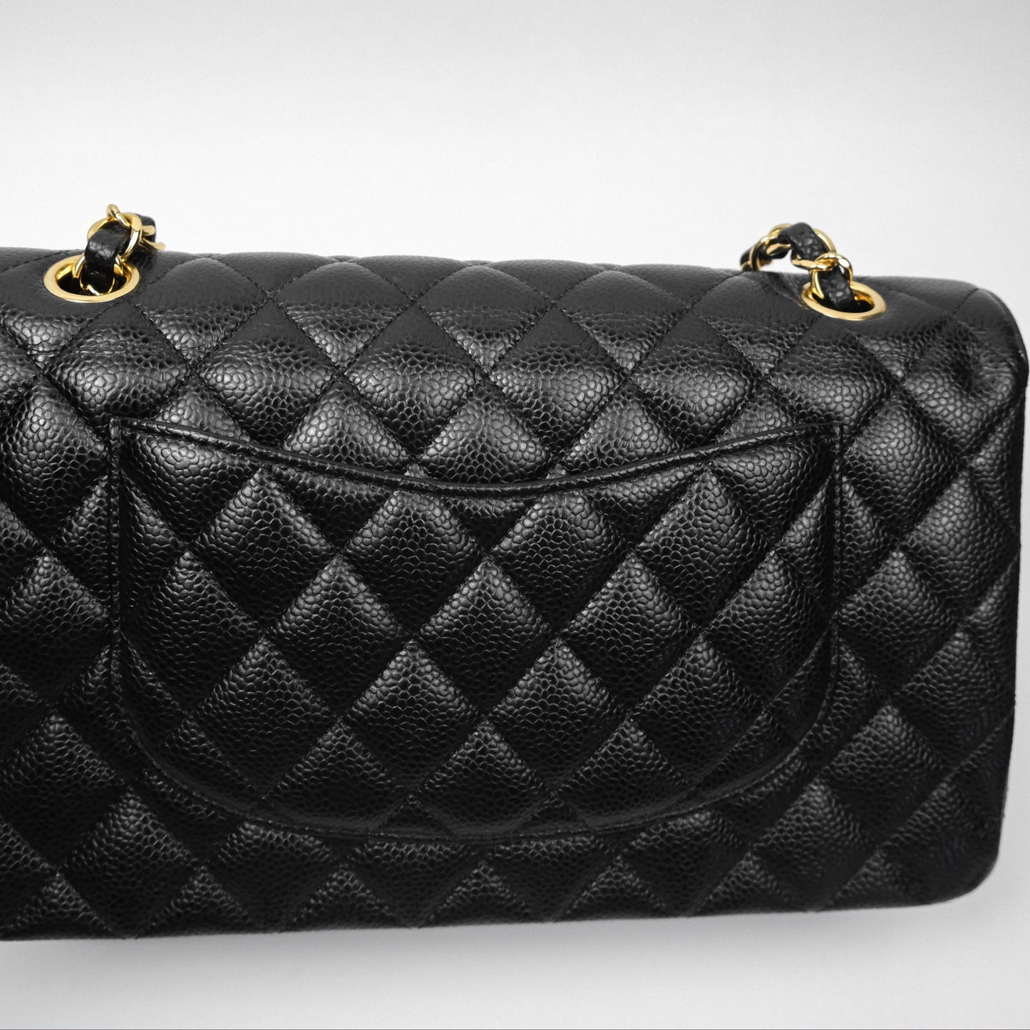 Chanel Classic M/L Medium Flap Quilted Black Caviar Gold Hardware
