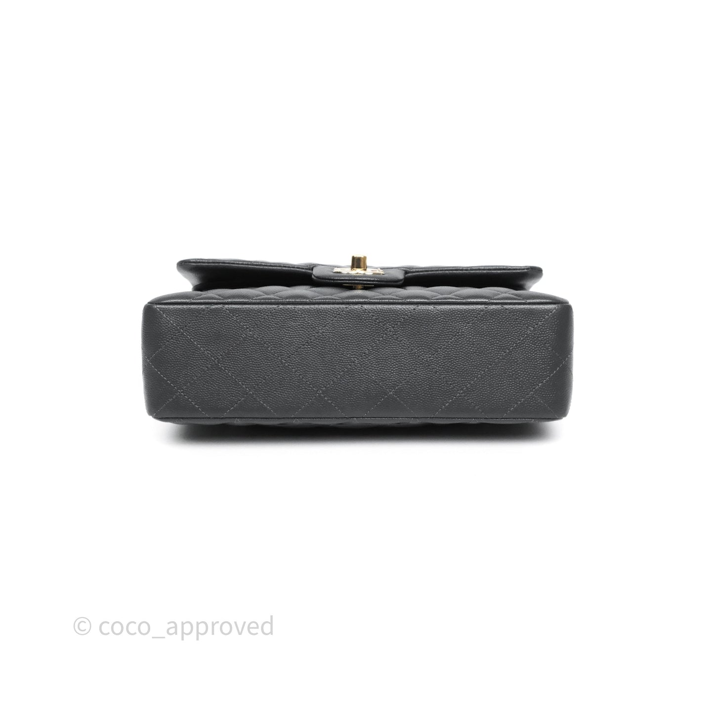 Chanel Small Classic Flap Quilted Dark Grey Caviar Gold Hardware