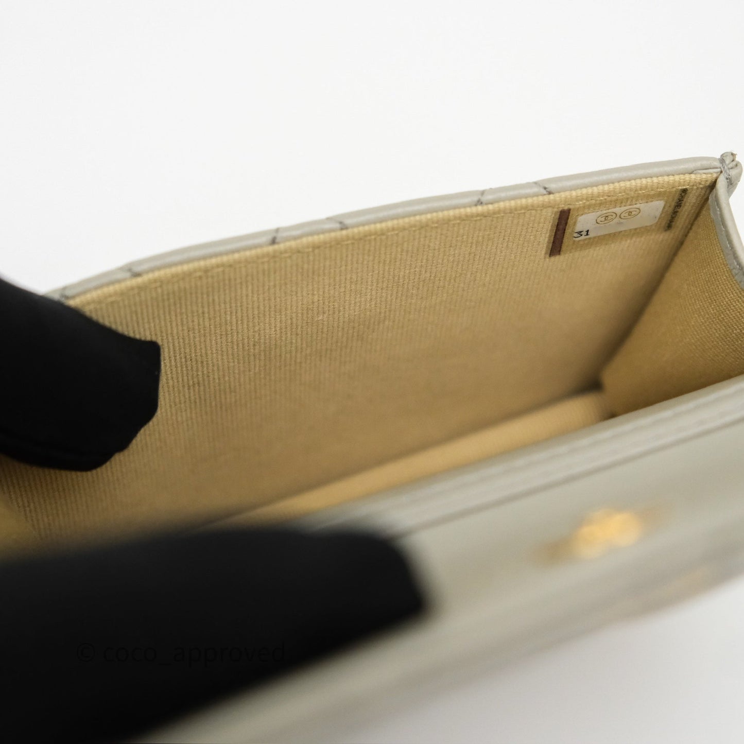 Chanel Pearl Crush Mini Clutch Belt Bag Grey Lambskin Aged Gold Hardware