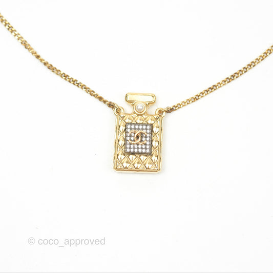 Chanel CC Perfume Bottle Rhinestone Necklace 20A