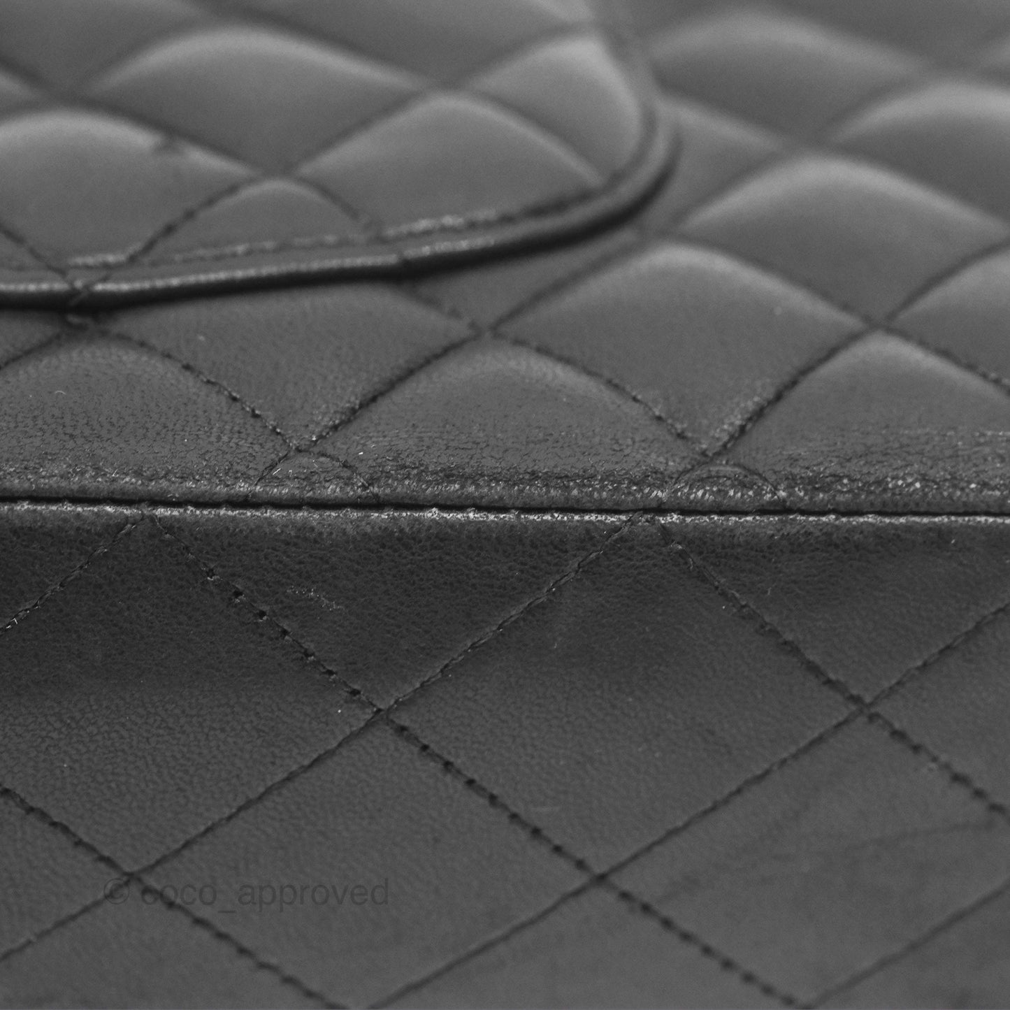 Chanel Classic M/L Medium Flap Quilted Black Lambskin Silver Hardware