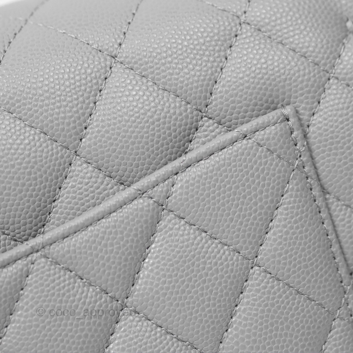 Chanel Small Classic Quilted Flap Grey Caviar Gold Hardware