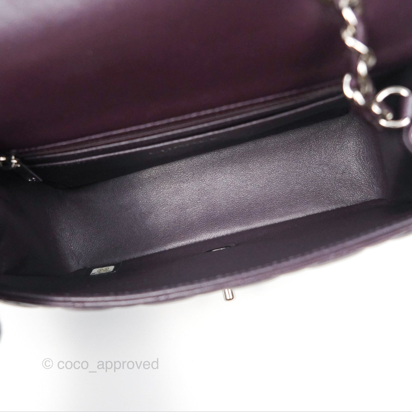 Chanel Mini Rectangular Quilted Dark Purple Lambskin Silver Hardware
