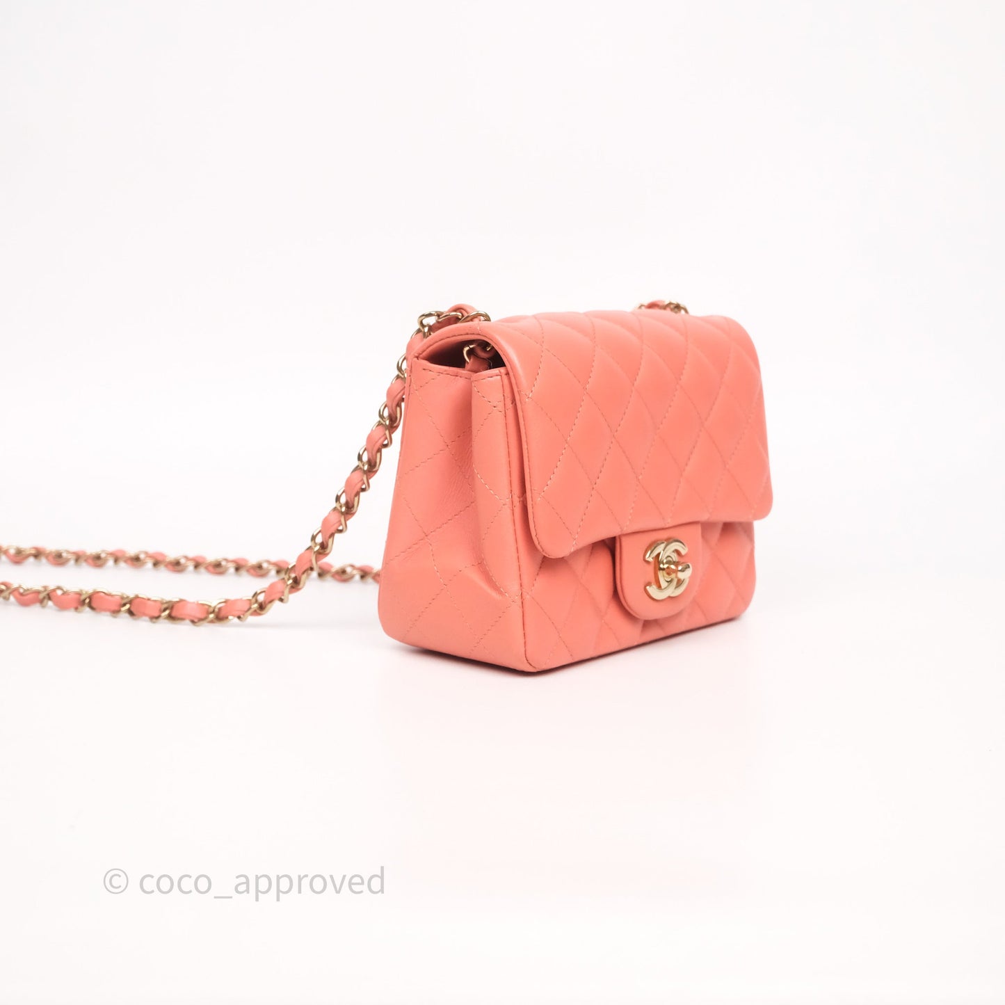 Chanel Mini Square Flap Quilted Pink Lambskin Gold Hardware