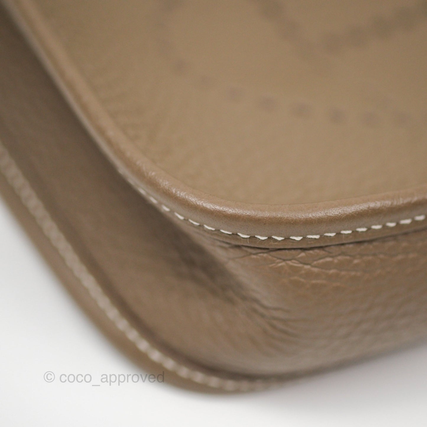 Hermès Mini Evelyne 16 Etoupe 18 Clemence Palladium Hardware with Bleu Indigo Strap