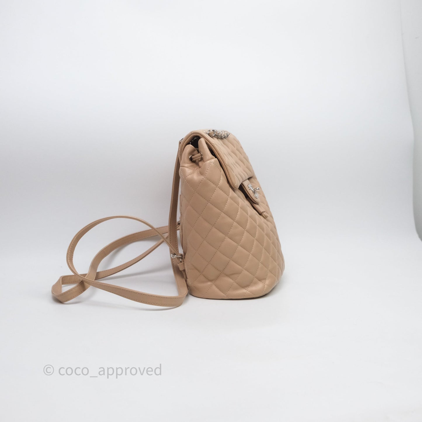 Chanel Quilted Small Urban Spirit Backpack Beige Lambskin Silver Hardware