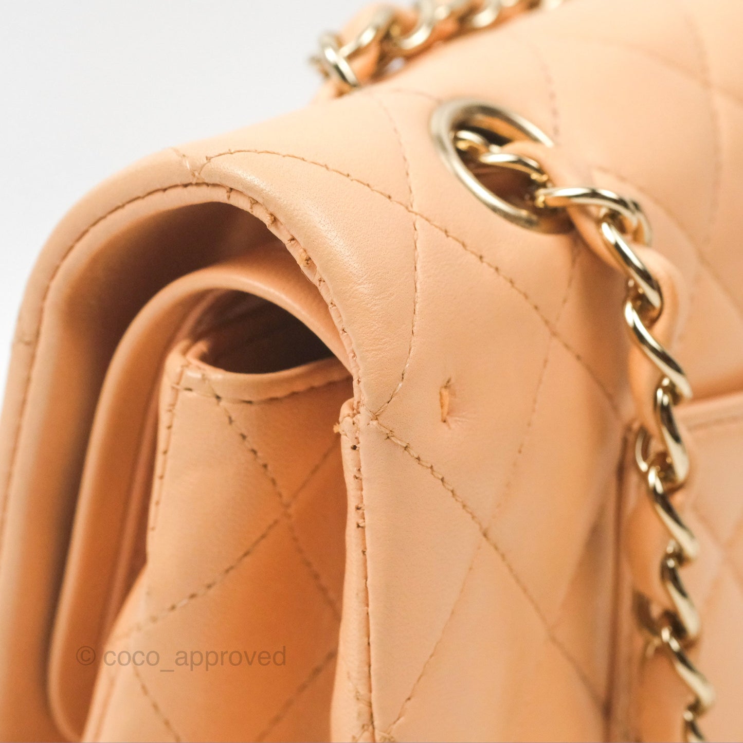 Chanel Classic M/L Medium Flap Quilted Beige Pink Lambskin Gold Hardware