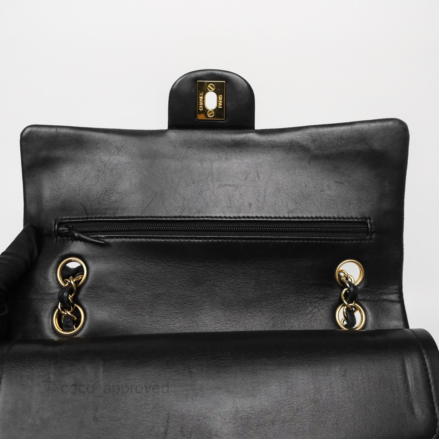Chanel Classic M/L Medium Flap Quilted Black Lambskin Gold Hardware
