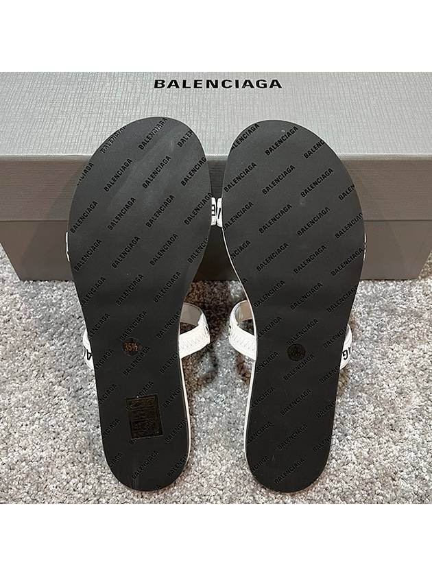 Luxury Balenciaga Logo Round Slippers White