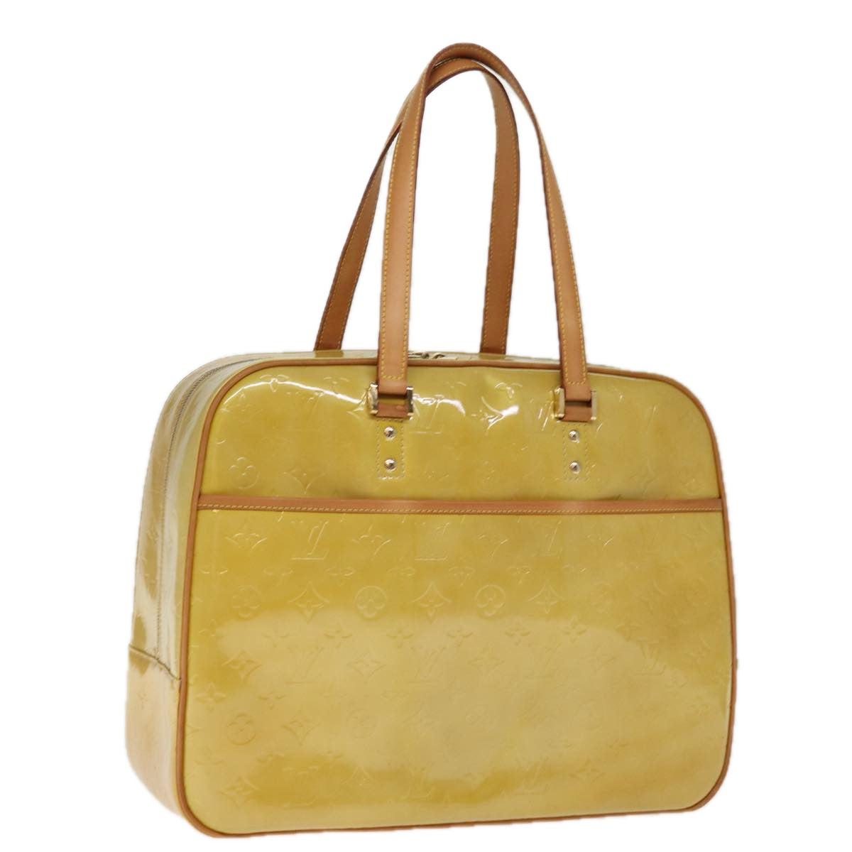 LOUIS VUITTON Monogram Vernis Sutton Boston Bag Beige M91139 LV 75103