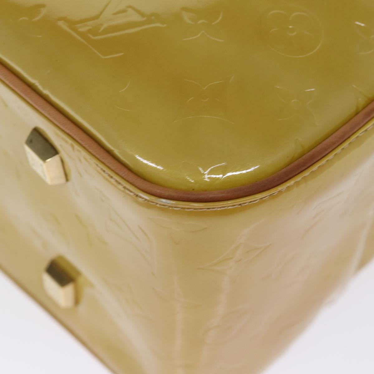 LOUIS VUITTON Monogram Vernis Sutton Boston Bag Beige M91139 LV 75103