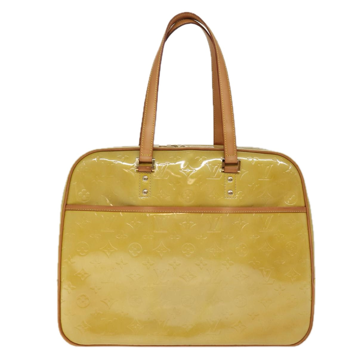 LOUIS VUITTON Monogram Vernis Sutton Boston Bag Beige M91139 LV 75103
